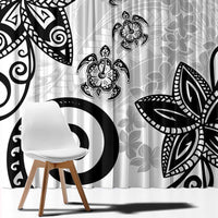 Polynesia Window Curtain White Tribal Turtle Floral Pattern