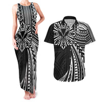 Hawaii And Philippines Couples Matching Tank Maxi Dress and Hawaiian Shirt Kanaka Maoli With Tribal Sun Together Black