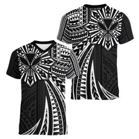 Hawaii And Philippines Women V-Neck T-Shirt Kanaka Maoli With Tribal Sun Together Black