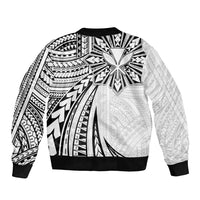 Hawaii And Philippines Bomber Jacket Kanaka Maoli With Tribal Sun Together White