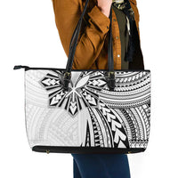 Hawaii And Philippines Leather Tote Bag Kanaka Maoli With Tribal Sun Together White