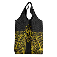 Hawaii And Philippines Together Grocery Bag Polynesian Pattern With Filipino Barong Gold