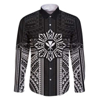 Hawaii And Philippines Together Family Matching Puletasi and Hawaiian Shirt Polynesian Pattern With Filipino Barong Black