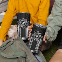 Hawaii And Philippines Together Tumbler Cup Polynesian Pattern With Filipino Barong Black