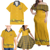 Tonga Anastasis College Family Matching Off Shoulder Maxi Dress and Hawaiian Shirt Tongan Ngatu Kupesi Pattern LT05 - Polynesian Pride