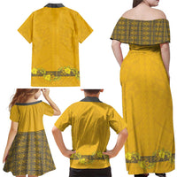 Tonga Anastasis College Family Matching Off Shoulder Maxi Dress and Hawaiian Shirt Tongan Ngatu Kupesi Pattern LT05 - Polynesian Pride