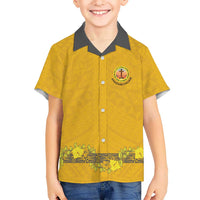 Tonga Anastasis College Family Matching Tank Maxi Dress and Hawaiian Shirt Tongan Ngatu Kupesi Pattern LT05 Son's Shirt Yellow - Polynesian Pride