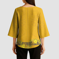 Tonga Anastasis College Kimono Sleeve Blouse Tongan Ngatu Kupesi Pattern - Polynesian Pride