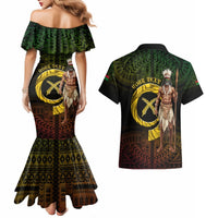 Personalised Vanuatu Custom Chiefs Day Couples Matching Mermaid Dress and Hawaiian Shirt Pig Tusk Simple Style LT05 - Polynesian Pride