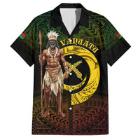 Personalised Vanuatu Custom Chiefs Day Family Matching Off Shoulder Long Sleeve Dress and Hawaiian Shirt Pig Tusk Simple Style LT05 Dad's Shirt - Short Sleeve Black - Polynesian Pride