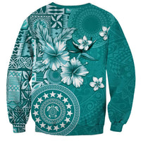 Cook Islands Sweatshirt Teal Hibiscus And Stars