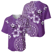 Cook Islands Baseball Jersey Purple Hibiscus And Stars