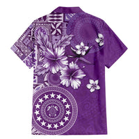 Cook Islands Family Matching Mermaid Dress and Hawaiian Shirt Purple Hibiscus And Stars