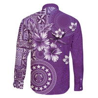 Cook Islands Family Matching Mermaid Dress and Hawaiian Shirt Purple Hibiscus And Stars