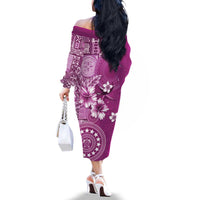 Cook Islands Family Matching Off The Shoulder Long Sleeve Dress and Hawaiian Shirt Fandango Hibiscus And Stars