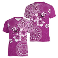 Cook Islands Women V-Neck T-Shirt Fandango Hibiscus And Stars