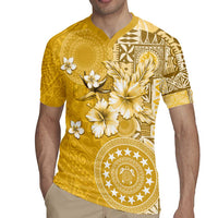 Cook Islands Rugby Jersey Yellow Hibiscus And Stars