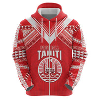 Custom Tahiti Football Zip Hoodie Coat Of Arms Polynesian Tribal Pattern