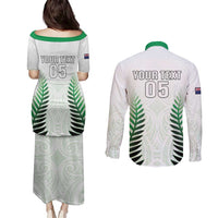 Custom New Zealand Fern Football Couples Matching Puletasi and Long Sleeve Button Shirt Simple Style LT05 - Polynesian Pride