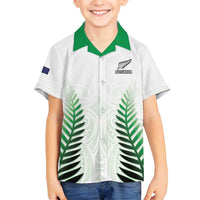Custom New Zealand Fern Football Family Matching Long Sleeve Bodycon Dress and Hawaiian Shirt Simple Style