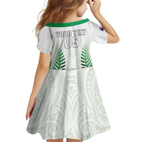 Custom New Zealand Fern Football Family Matching Short Sleeve Bodycon Dress and Hawaiian Shirt Simple Style