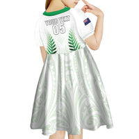Custom New Zealand Fern Football Kid Short Sleeve Dress Simple Style