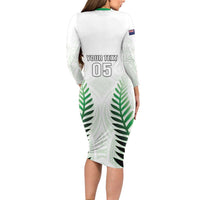 Custom New Zealand Fern Football Long Sleeve Bodycon Dress Simple Style