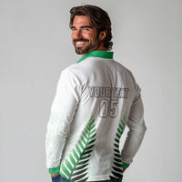 Custom New Zealand Fern Football Long Sleeve Polo Shirt Simple Style