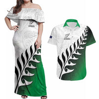 Custom New Zealand Football Couples Matching Off Shoulder Maxi Dress and Hawaiian Shirt Go Aotearoa