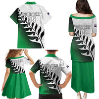 Custom New Zealand Football Family Matching Puletasi and Hawaiian Shirt Go Aotearoa