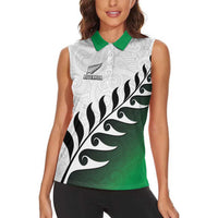Custom New Zealand Football Women Sleeveless Polo Shirt Go Aotearoa
