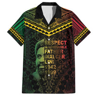Happy Vanuatu Father Lini Day Family Matching Off Shoulder Short Dress and Hawaiian Shirt LT05 Dad's Shirt - Short Sleeve Black - Polynesian Pride