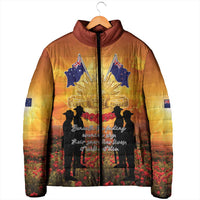 ANZAC Day Padded Jacket Remembrance Tribute Soldiers And Poppy Field