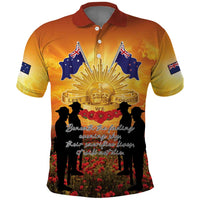 ANZAC Day Polo Shirt Remembrance Tribute Soldiers And Poppy Field