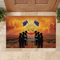 ANZAC Day Rubber Doormat Remembrance Tribute Soldiers And Poppy Field
