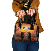 ANZAC Day Shoulder Handbag Remembrance Tribute Soldiers And Poppy Field