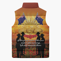 ANZAC Day Sleeveless Puffer Jacket Remembrance Tribute Soldiers And Poppy Field