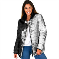Hawaii Hibiscus Flowers Padded Jacket Grayscale Polynesian Pattern