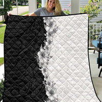 Hawaii Hibiscus Flowers Quilt Grayscale Polynesian Pattern