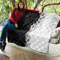 Hawaii Hibiscus Flowers Quilt Grayscale Polynesian Pattern