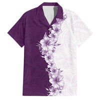 Hawaii Hibiscus Flowers Family Matching Mermaid Dress and Hawaiian Shirt Purple Polynesian Pattern LT05 Dad's Shirt - Short Sleeve Purple - Polynesian Pride