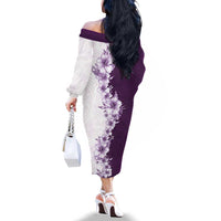 Hawaii Hibiscus Flowers Family Matching Off The Shoulder Long Sleeve Dress and Hawaiian Shirt Purple Polynesian Pattern LT05 - Polynesian Pride