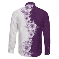 Hawaii Hibiscus Flowers Family Matching Puletasi and Hawaiian Shirt Purple Polynesian Pattern