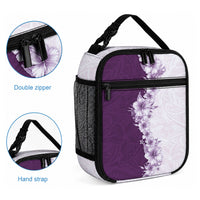 Hawaii Hibiscus Flowers Lunch Bag Purple Polynesian Pattern