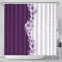 Hawaii Hibiscus Flowers Shower Curtain Purple Polynesian Pattern