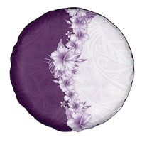 Hawaii Hibiscus Flowers Spare Tire Cover Purple Polynesian Pattern