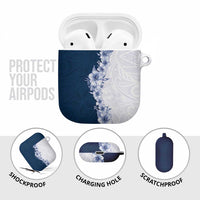 Hawaii Hibiscus Flowers AirPods Case Blue Polynesian Pattern