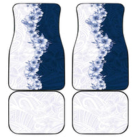 Hawaii Hibiscus Flowers Car Mats Blue Polynesian Pattern