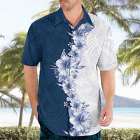 Hawaii Hibiscus Flowers Hawaiian Shirt Blue Polynesian Pattern