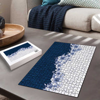Hawaii Hibiscus Flowers Puzzle Blue Polynesian Pattern